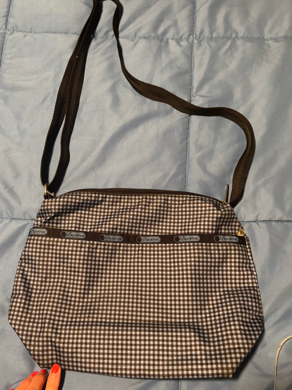 Lesportsac Brown Gingham Crossbody Messenger Bag
